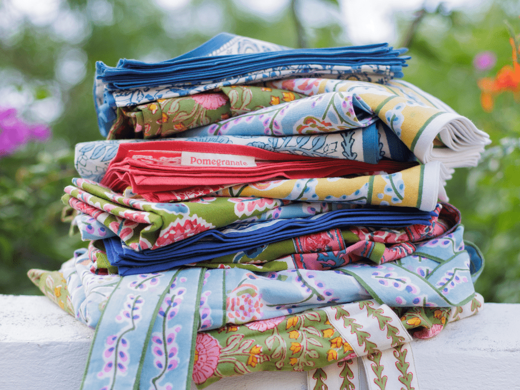 colorful spring table linens