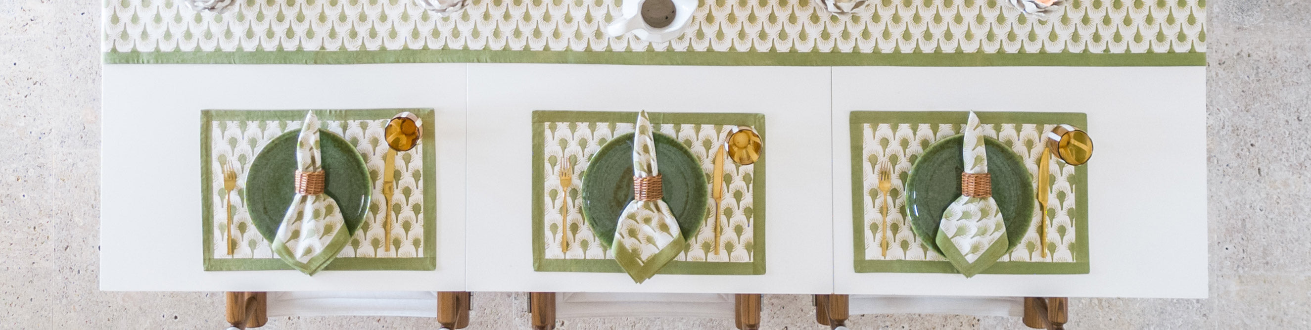 Hand Block Printed & Natural Woven Placemats | Pomegranate Inc.