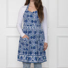 Bohemian Floral Azure Blue & Aqua Hand Block Printed Floral Apron