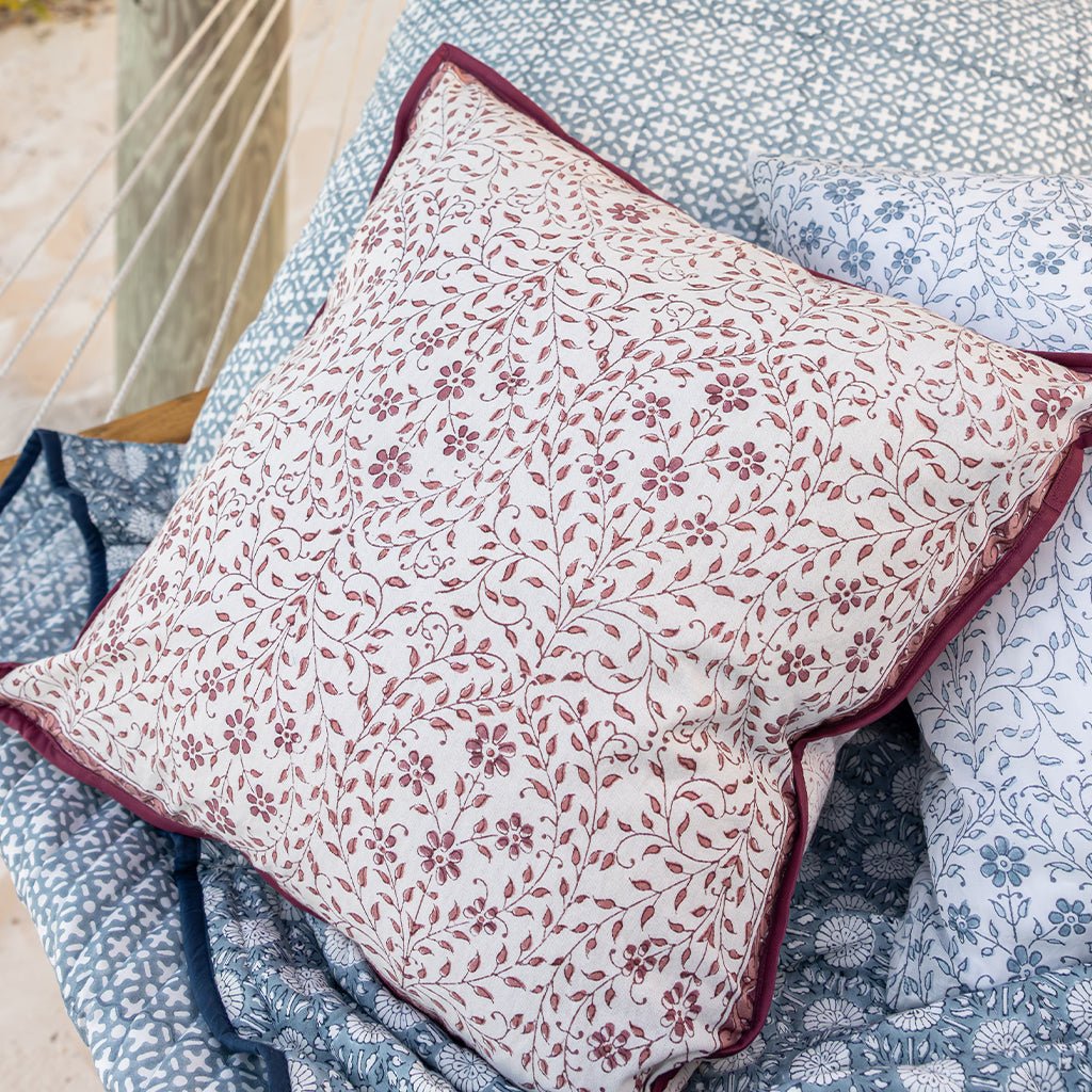 India Hicks Home Queen's Bloom & Kings Lace Dusty Pink Decorative Pillow Cover - Pomegranate