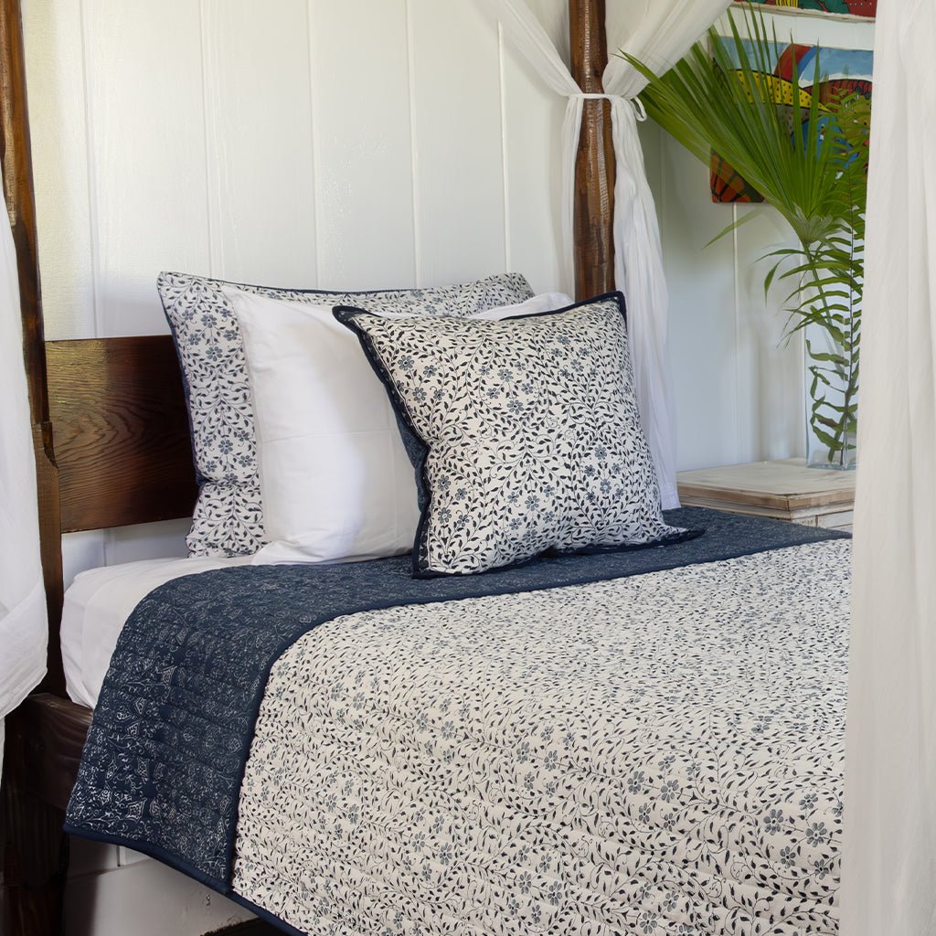India Hicks Home Queen's Bloom & Kings Lace Navy Decorative Pillow Cover - Pomegranate