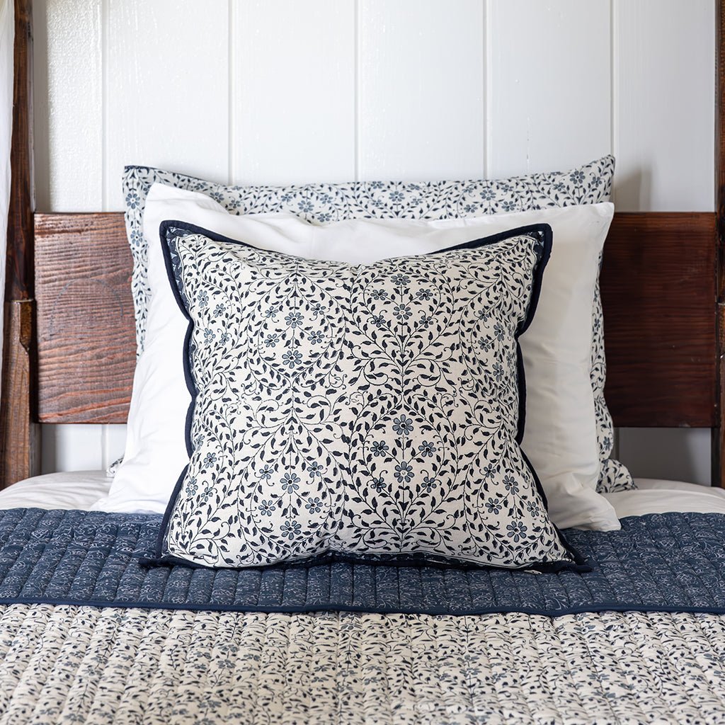 India Hicks Home Queen's Bloom & Kings Lace Navy Decorative Pillow Cover - Pomegranate