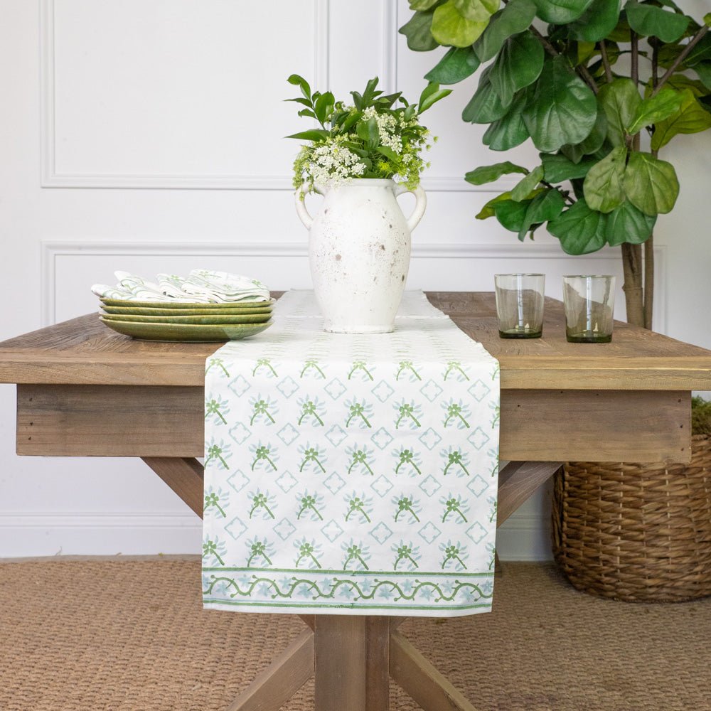 India Hicks Embroidered Grand Cross Runner, Palladian Blue main image 0