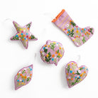 Lilac Embroidered Floral Holiday Ornaments