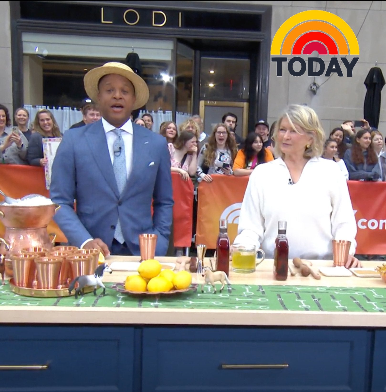 Green linen snaffle & buckle equestrian table runner featured on TODAY