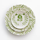 Pomegranate Crest Green Hand Painted Floral Ceramic Dinner Plate