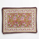 Gold & Purple Hand Block Printed Floral Cotton Canvas Placemats