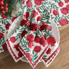 Pomegranate Vine Red & Green Hand Block Printed Cotton Napkins