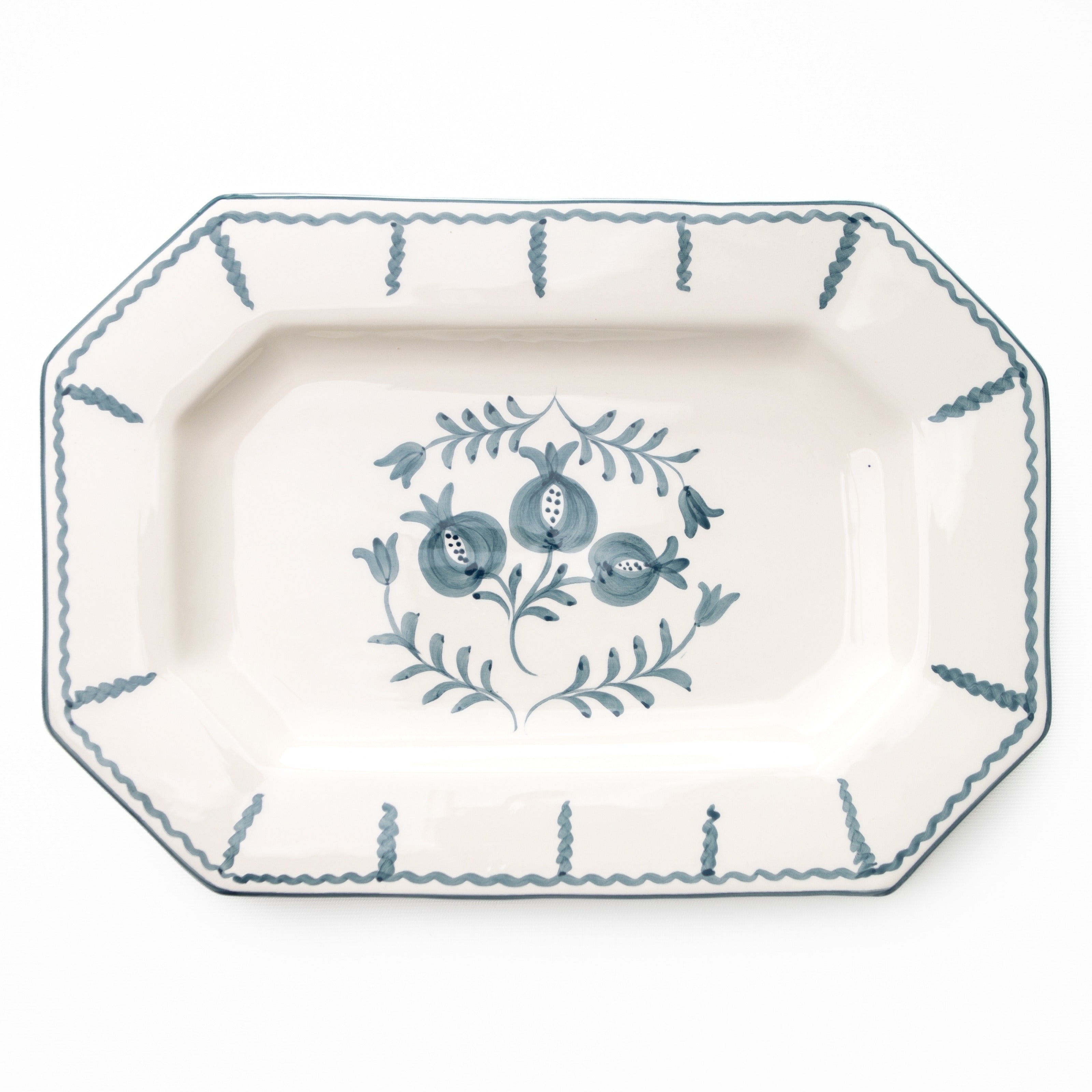 Trio Vine Teal Ceramic Platter – Hand Painted in Portugal