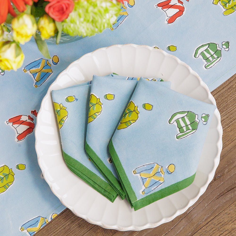 Equestrian Vintage Jockey Silks Hand Block Printed Cotton Napkins