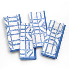 Blue Bamboo Hand Block Printed Geometric Cotton Napkins
