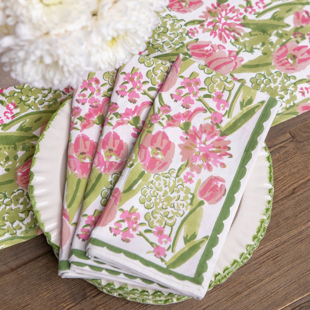 Bouquet Pink & Green Napkin | Set of 4 - Pomegranate
