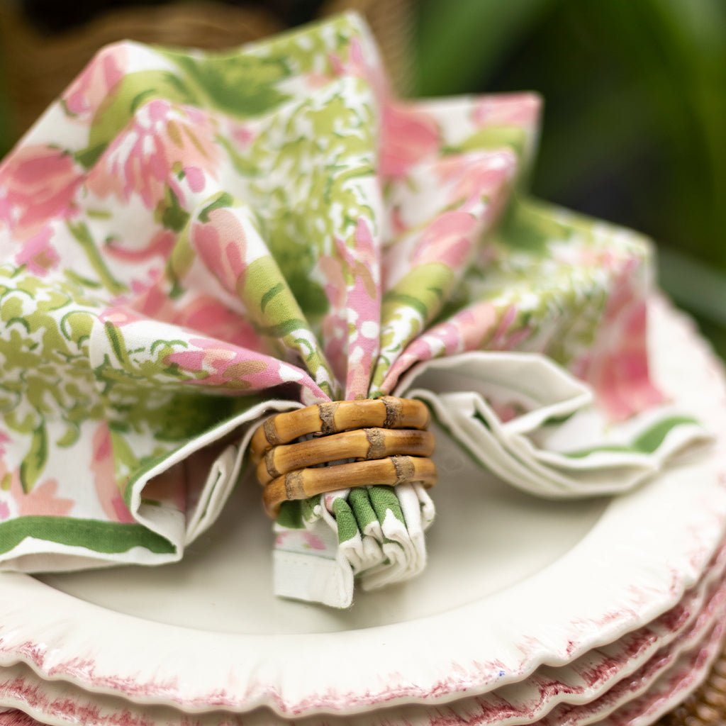 Bouquet Pink & Green Napkin | Set of 4 - Pomegranate
