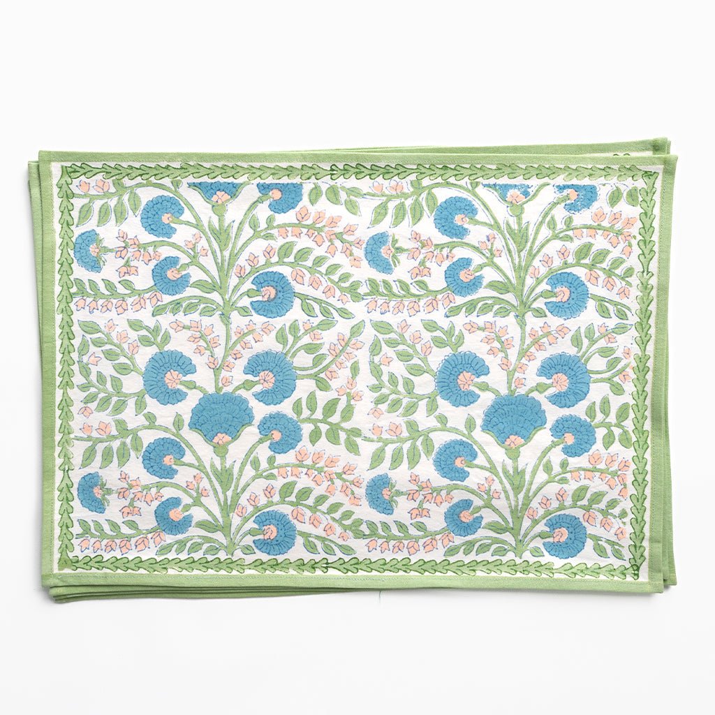 Cactus Flower Meadow & Blue Placemat | Set of 4 - Pomegranate
