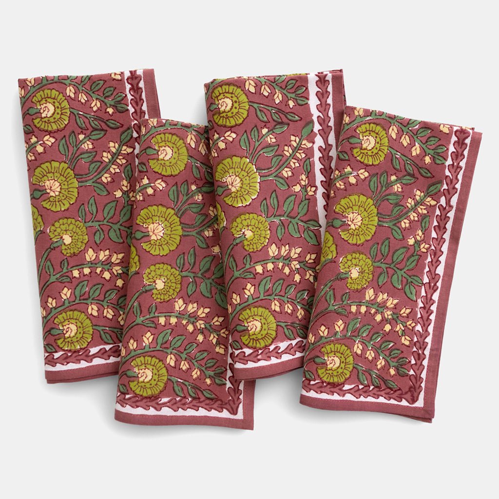 Cactus Flower Cranberry Napkin | Set of 4 - Pomegranate