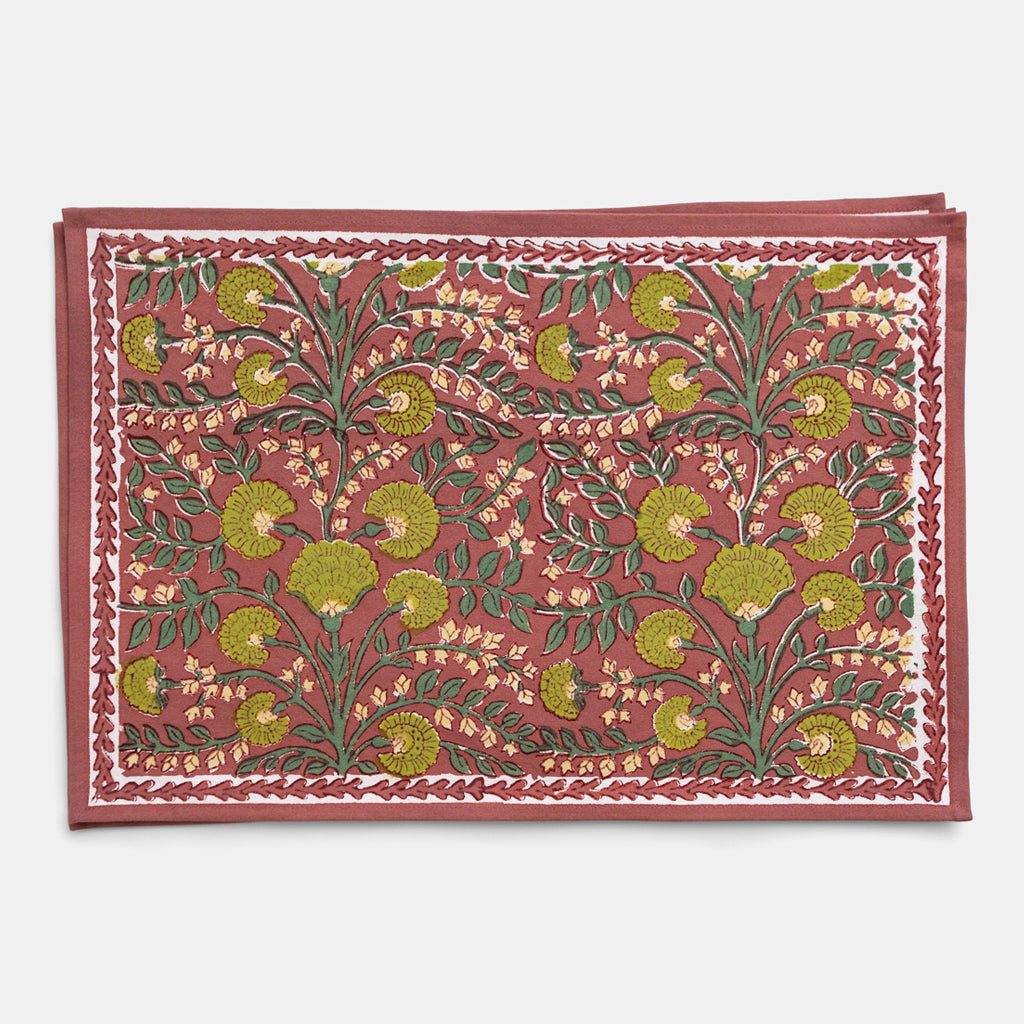 Cactus Flower Cranberry Placemat | Set of 4 - Pomegranate