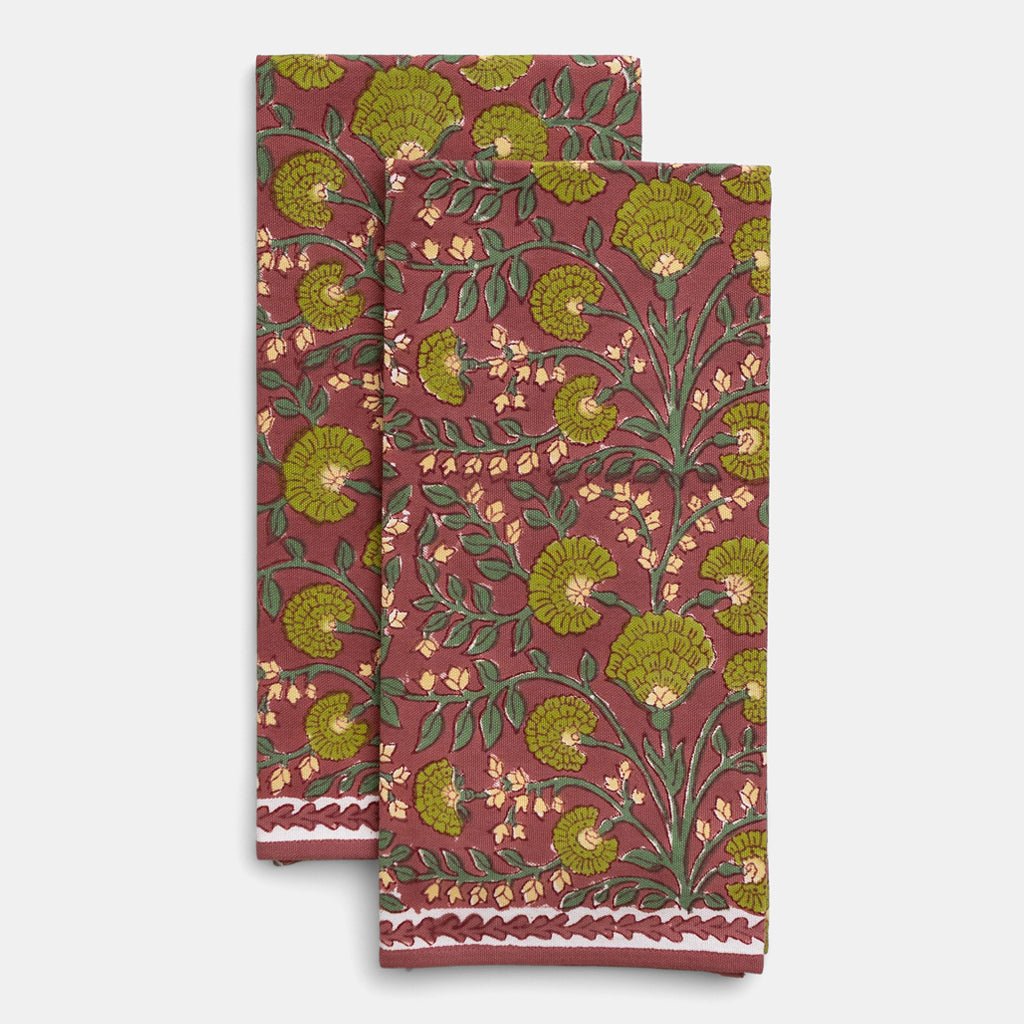 Cactus Flower Cranberry Tea Towels - Pomegranate