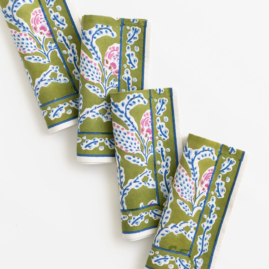Climbing Dahlia Lavender & Fern Napkin | Set of 4 - Pomegranate