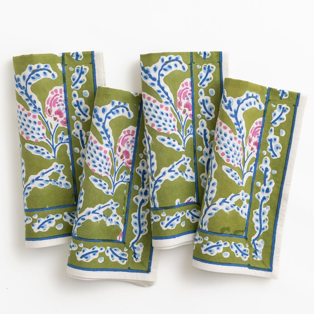 Climbing Dahlia Lavender & Fern Napkin | Set of 4 - Pomegranate