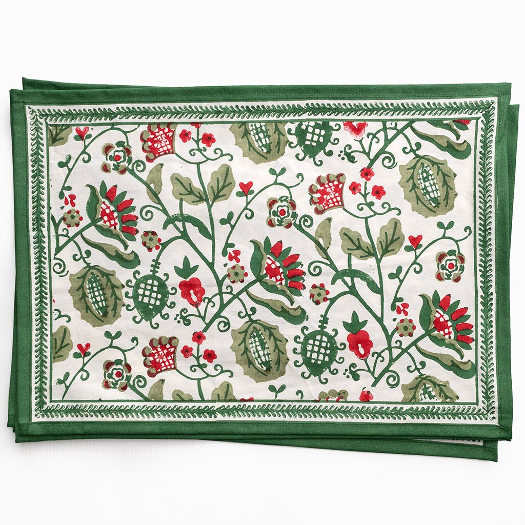 Decorative placemat with floral pattern on a white background