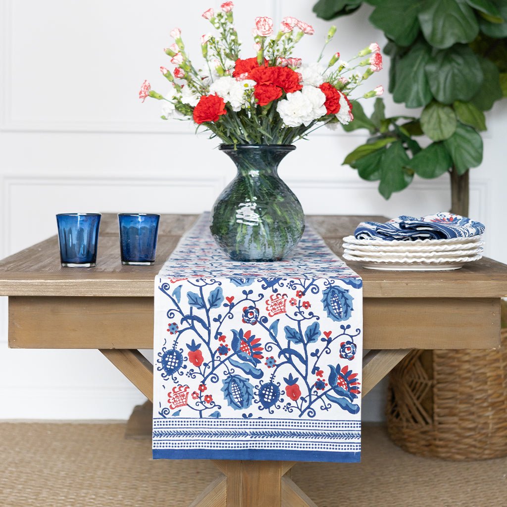 Con Con Red & Blue Table Runner - Pomegranate