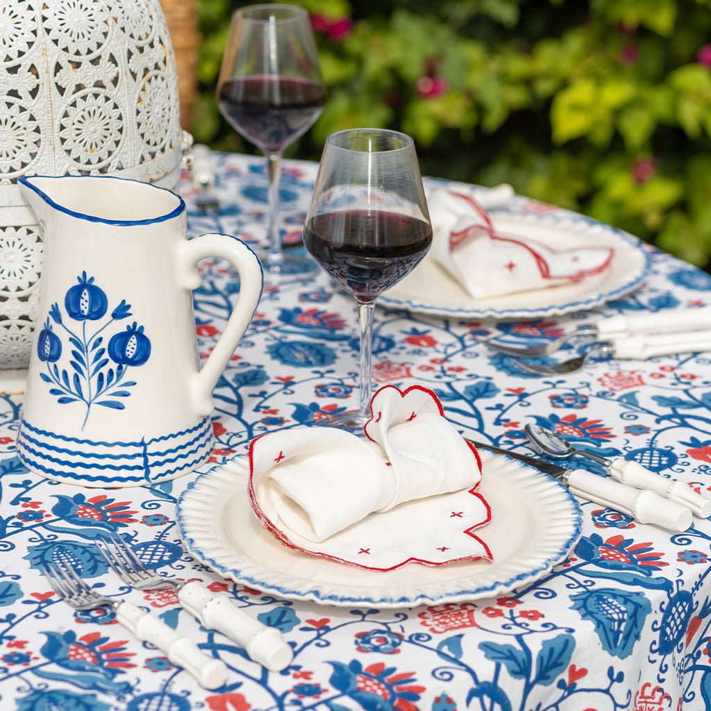 Con Con Red & Blue Tablecloth - Pomegranate