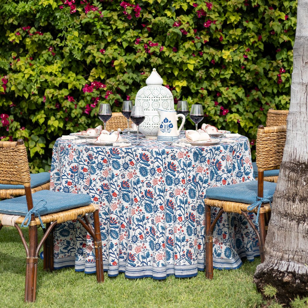 Con Con Red & Blue Tablecloth - Pomegranate