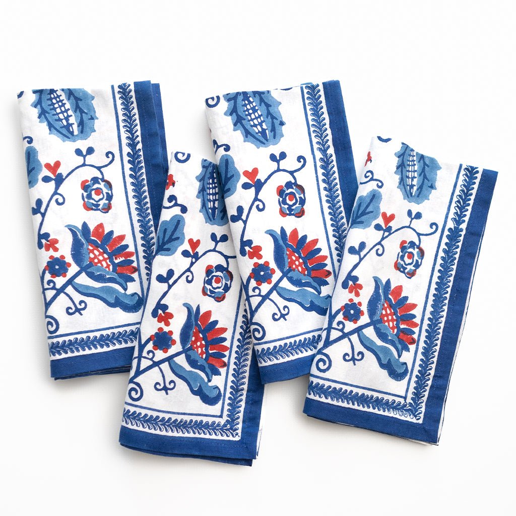 Con Con Red & Blue Napkins | Set of 4 - Pomegranate