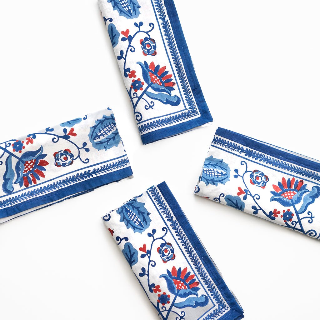 Con Con Red & Blue Napkins | Set of 4 - Pomegranate