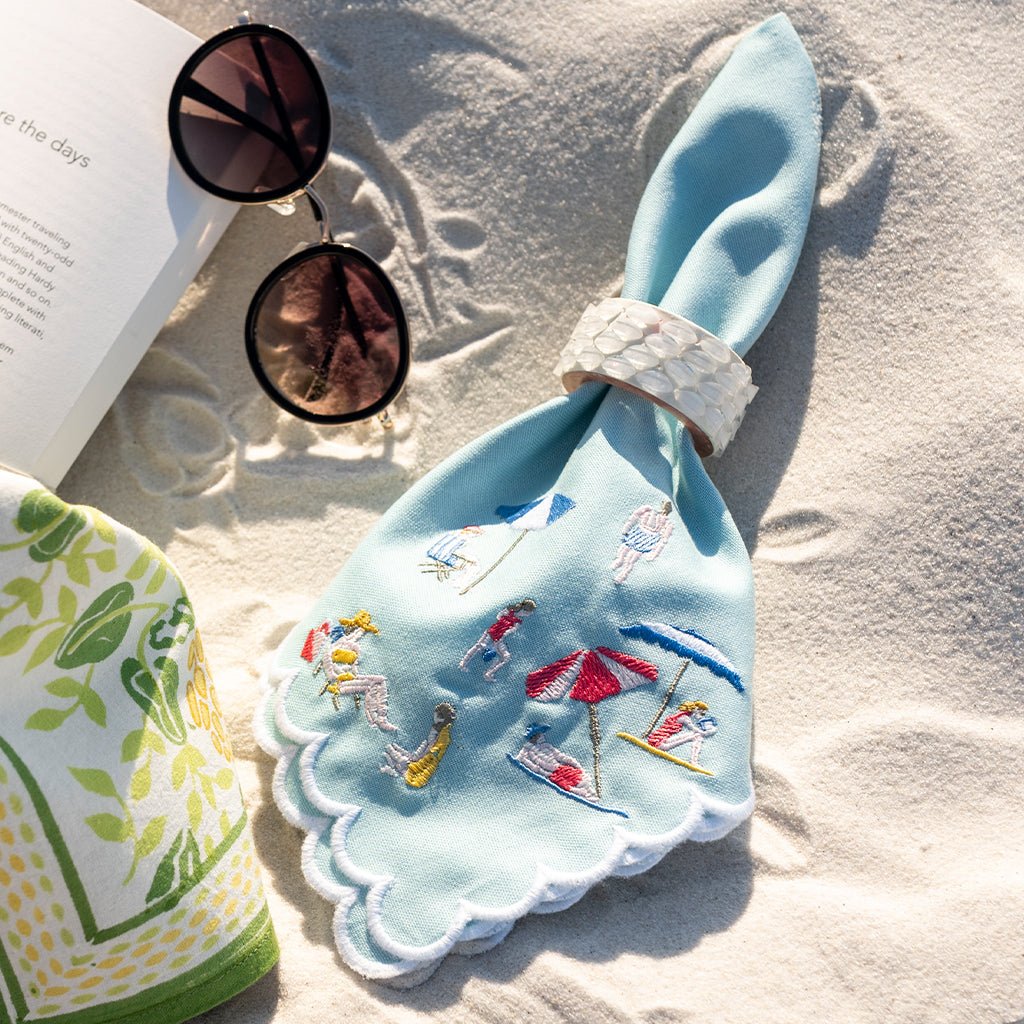 Day at the Beach Napkin | Set of 4 - Pomegranate