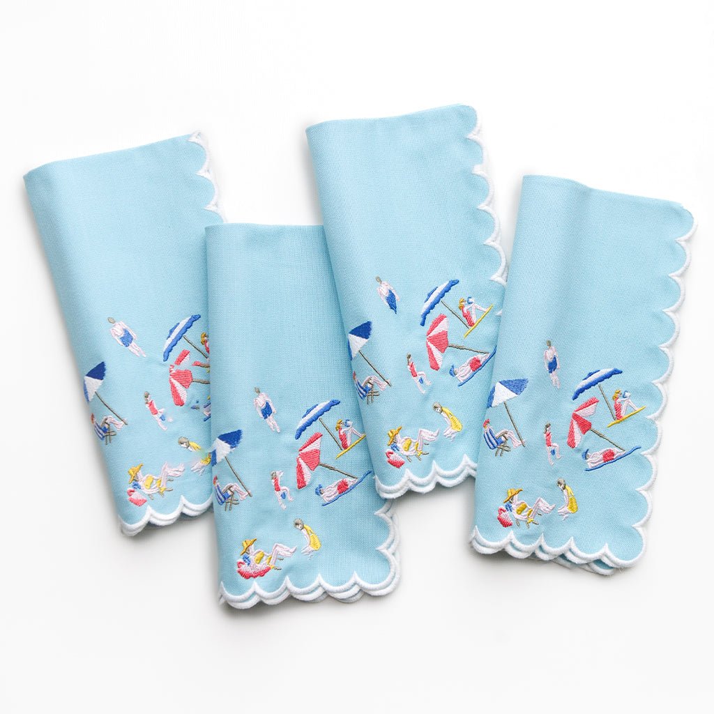 Day at the Beach Napkin | Set of 4 - Pomegranate
