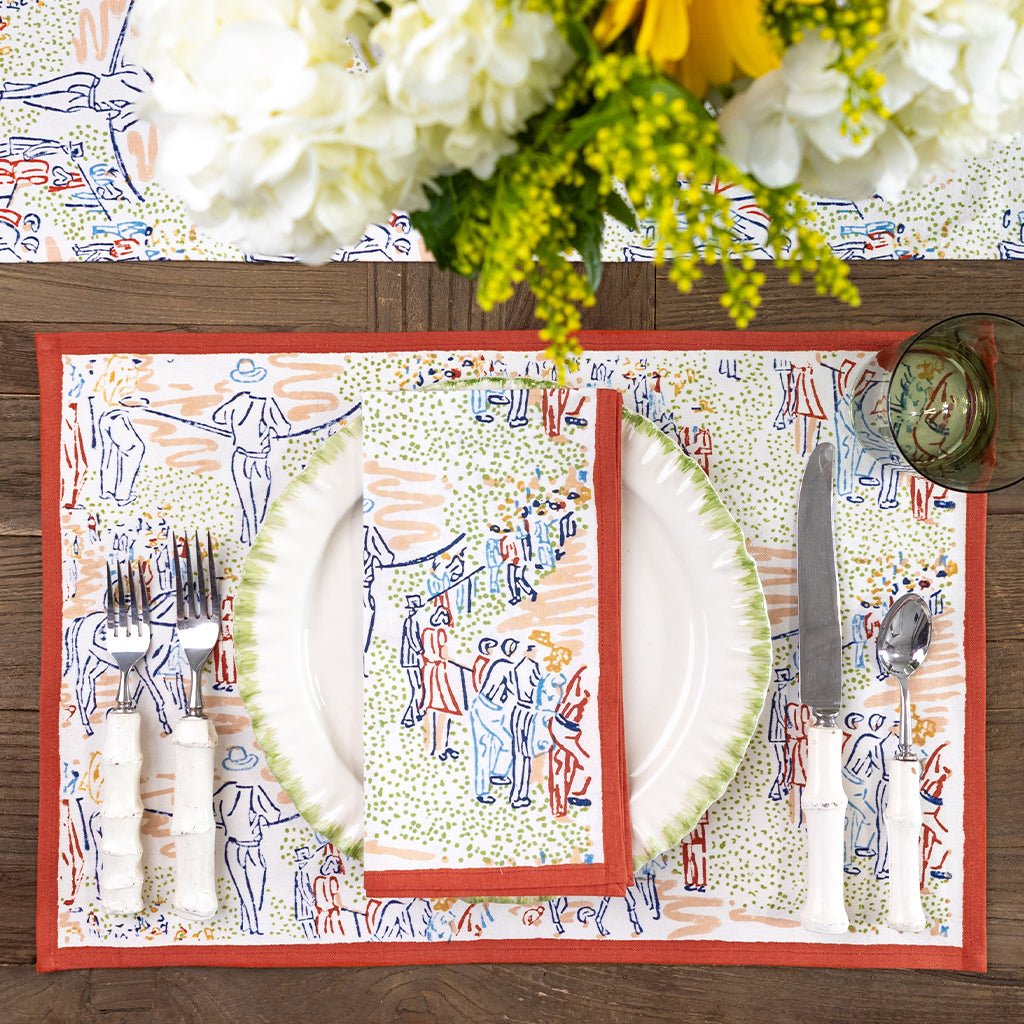 Day at the Races Placemat | Set of 4 - Pomegranate