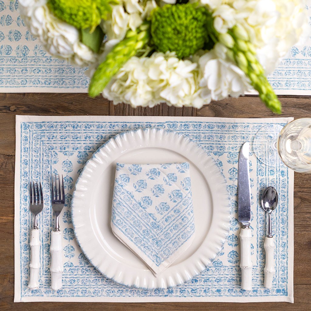 Elise Aqua Placemat | Set of 4 - Pomegranate