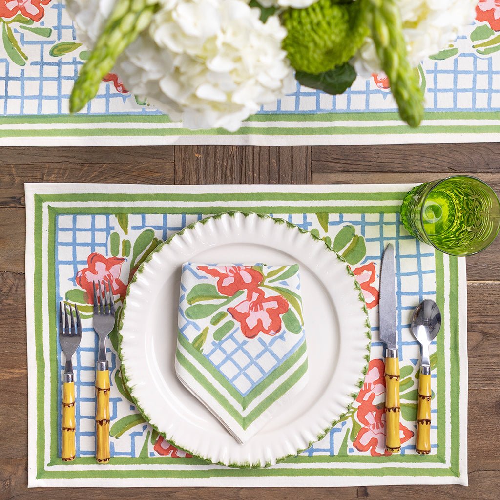 Floral Gingham Placemat | Set of 4 - Pomegranate