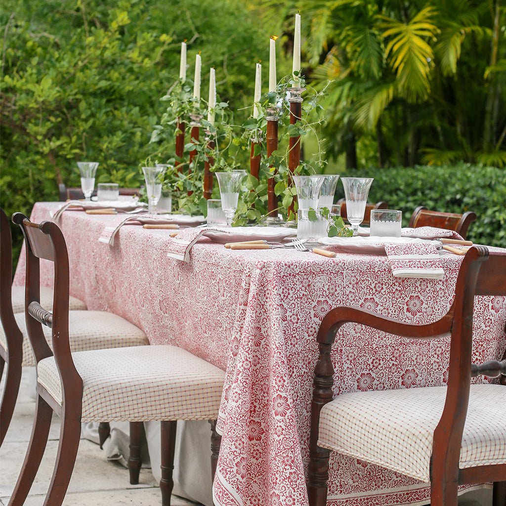 India Hicks Home Desert Rose Sundown Hibiscus Tablecloth - Pomegranate
