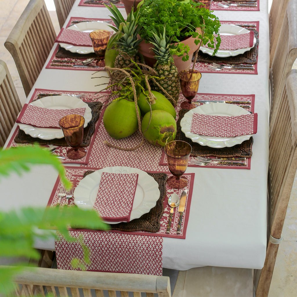 India Hicks Home Fire Bush Sundown Hibiscus Table Runner - Pomegranate