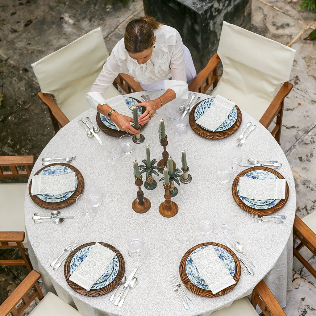 India Hicks Home Desert Rose Island Stone Tablecloth - Pomegranate