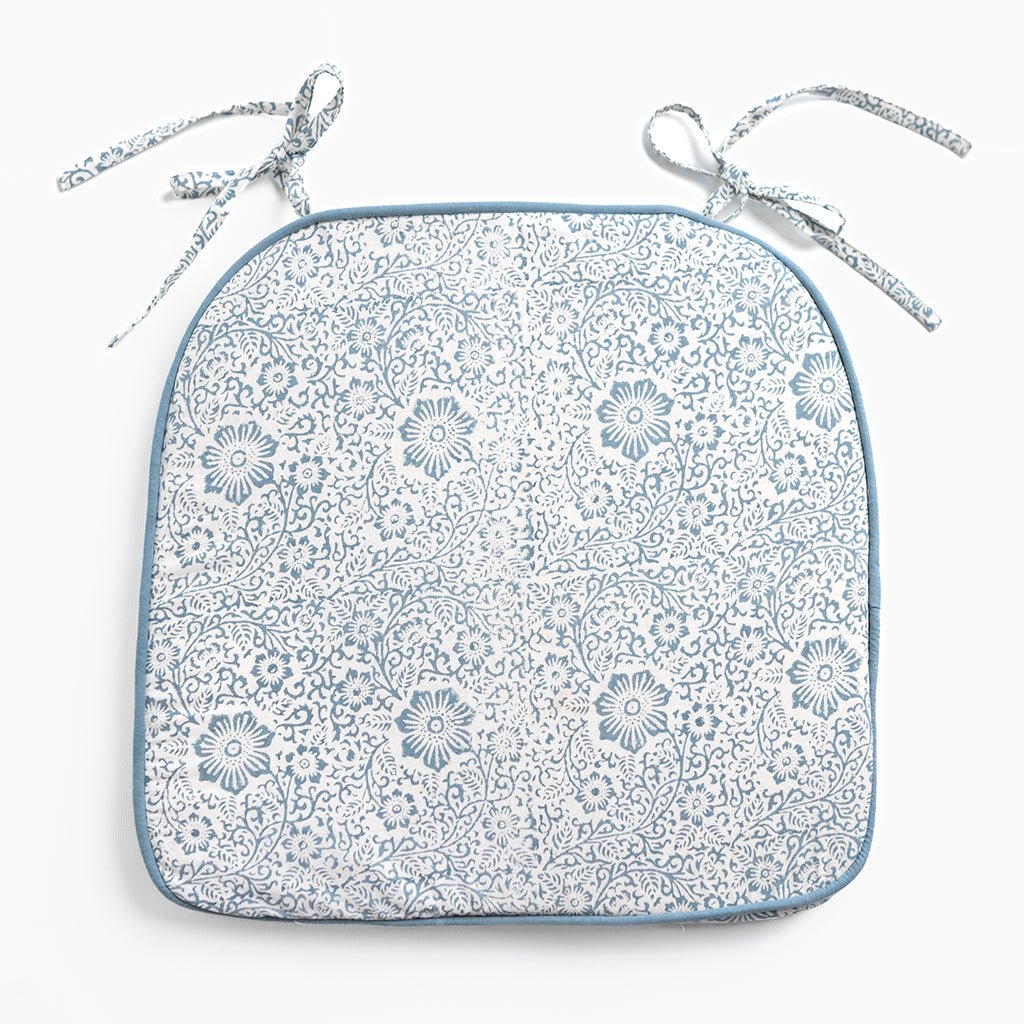 India Hicks Home Desert Rose Saltwater Blue Seat Cushion | Set of 2 - Pomegranate