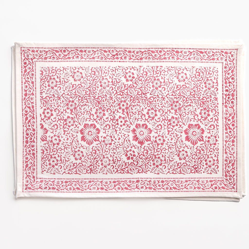 India Hicks Home Desert Rose Sundown Hibiscus Placemat | Set of 4 - Pomegranate