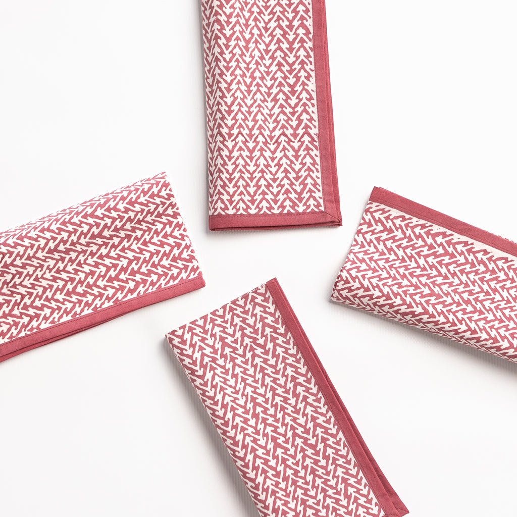 India Hicks Home Fire Bush Sundown Hibiscus Napkin | Set of 4 - Pomegranate