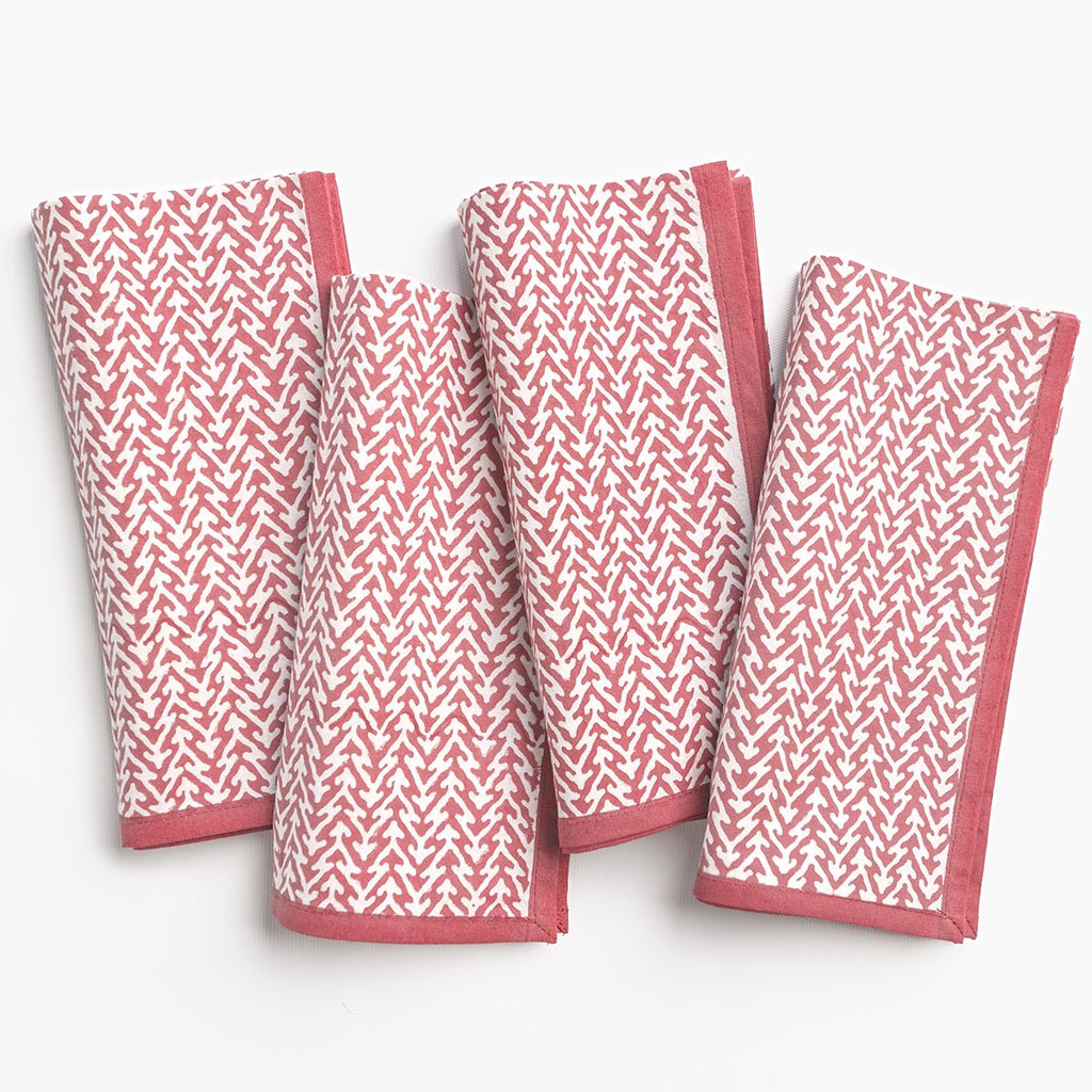 India Hicks Home Fire Bush Sundown Hibiscus Napkin | Set of 4 - Pomegranate