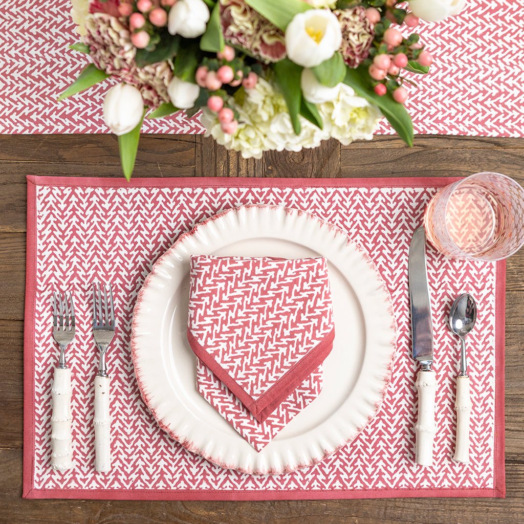 India Hicks Home Fire Bush Sundown Hibiscus Placemat | Set of 4 - Pomegranate