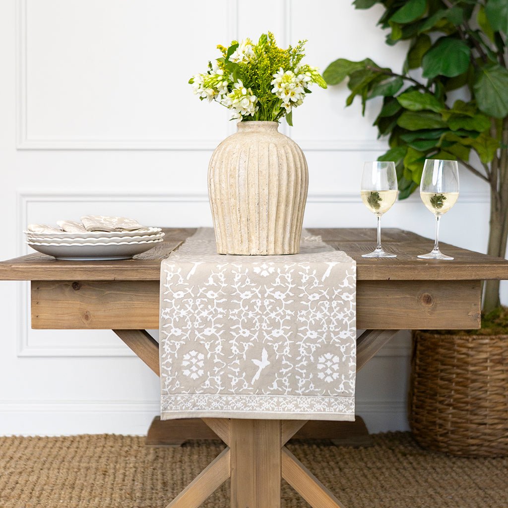 India Hicks Home Hummingbird Island Stone Table Runner - Pomegranate