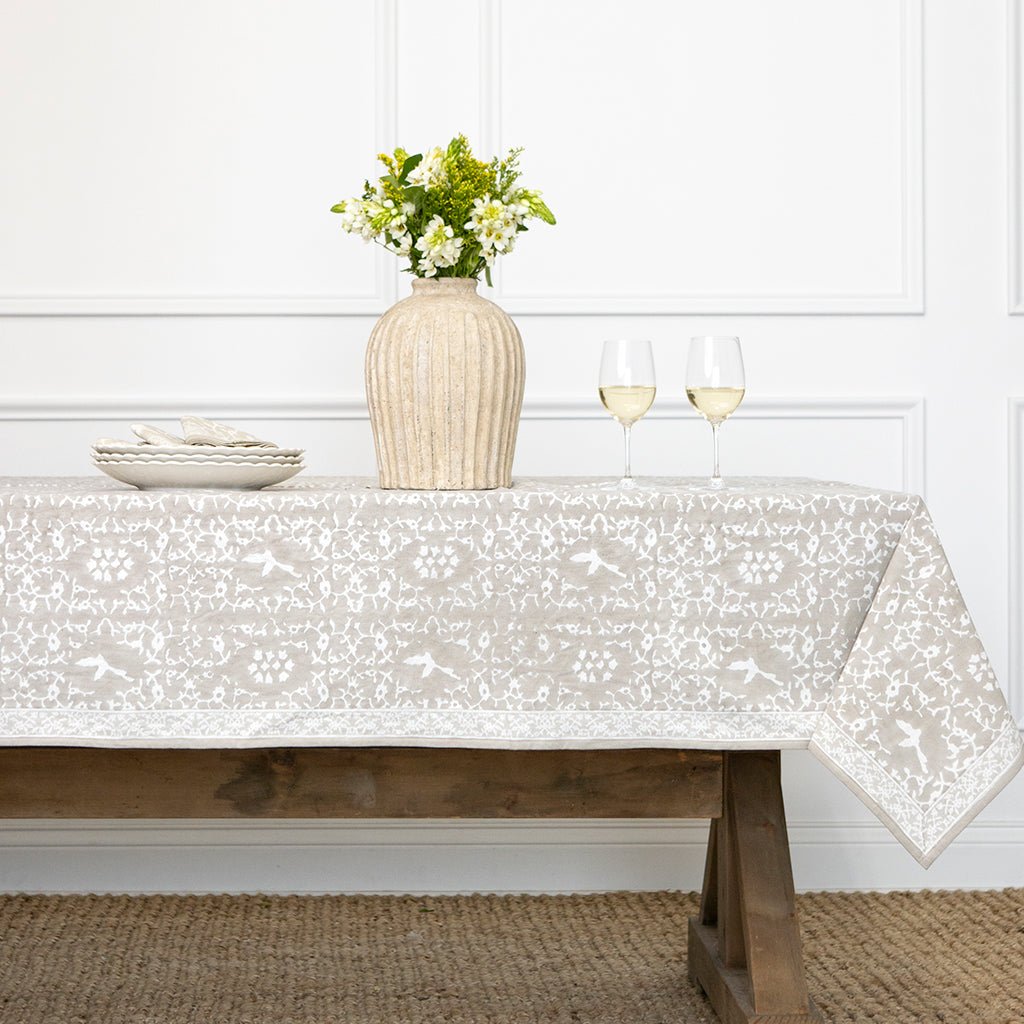 India Hicks Home Hummingbird Island Stone Tablecloth - Pomegranate
