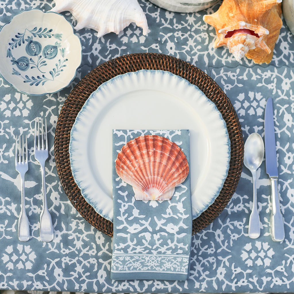 India Hicks Home Hummingbird Saltwater Blue Napkin | Set of 4 - Pomegranate