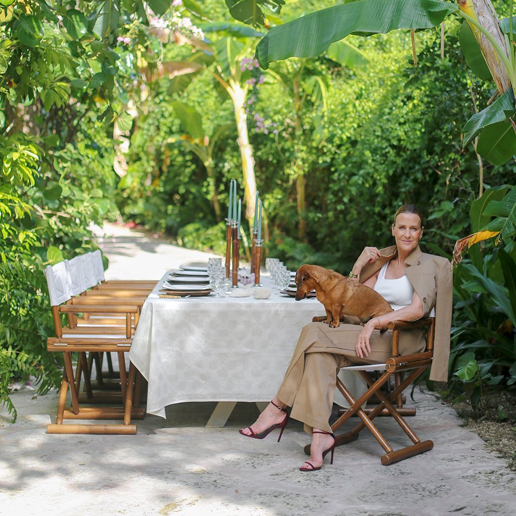 India Hicks Home Paradise Found Island Stone Tablecloth - Pomegranate