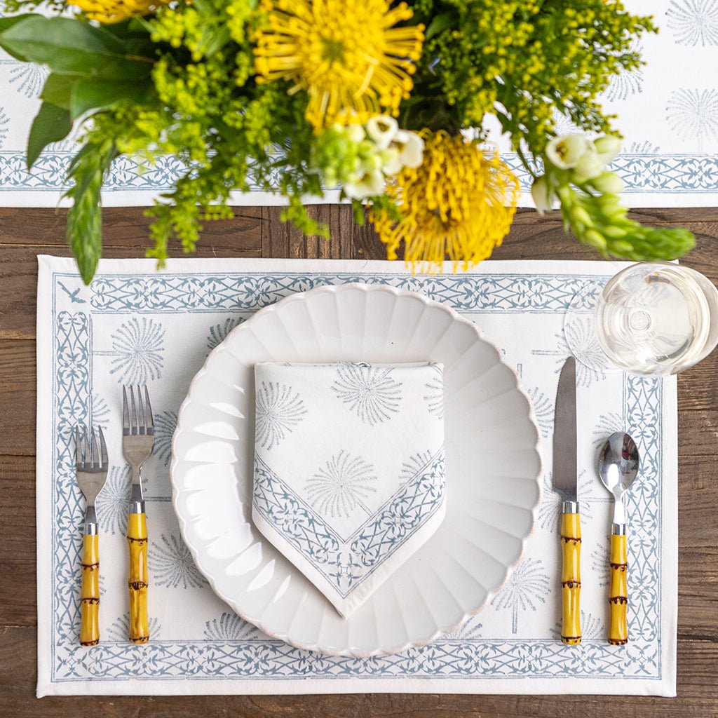 India Hicks Home Paradise Found Saltwater Blue Placemat | Set of 4 - Pomegranate