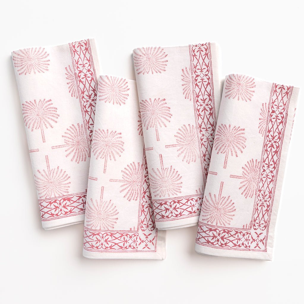 India Hicks Home Paradise Found Sundown Hibiscus Napkin | Set of 4 - Pomegranate