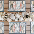 India Hicks Home x Pomegranate Thistle Dusty Sky Blue and White Hand Block Printed Cotton Canvas Placemats