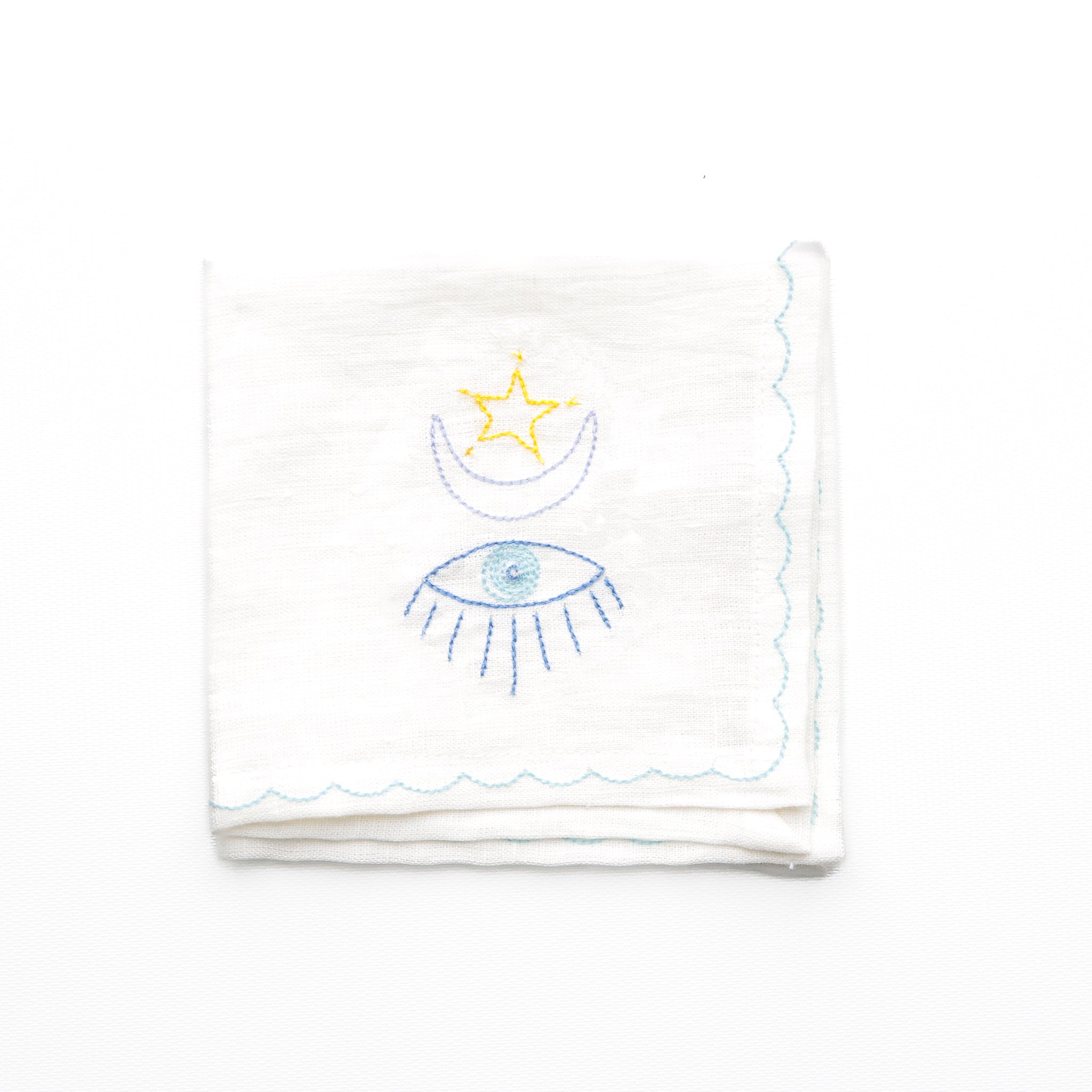 Lucky Charms Embroidered Linen Cocktail Napkins